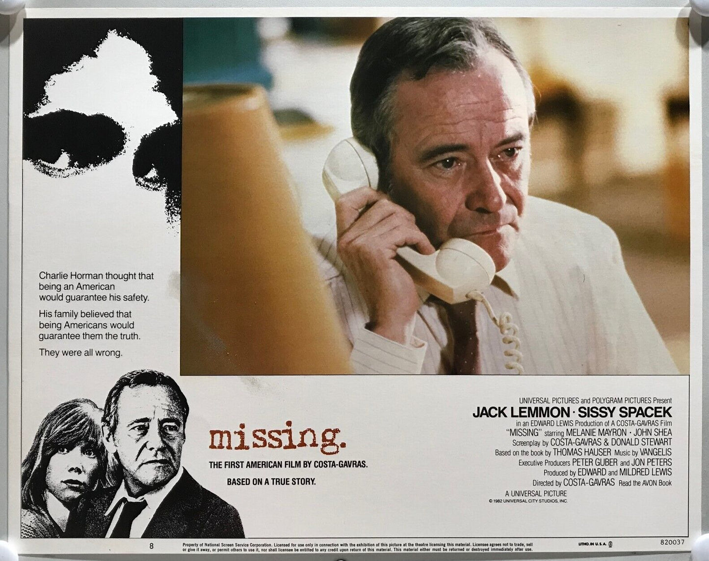 ORIGINAL LOBBY CARDS - MISSING - 1982 - set of 8