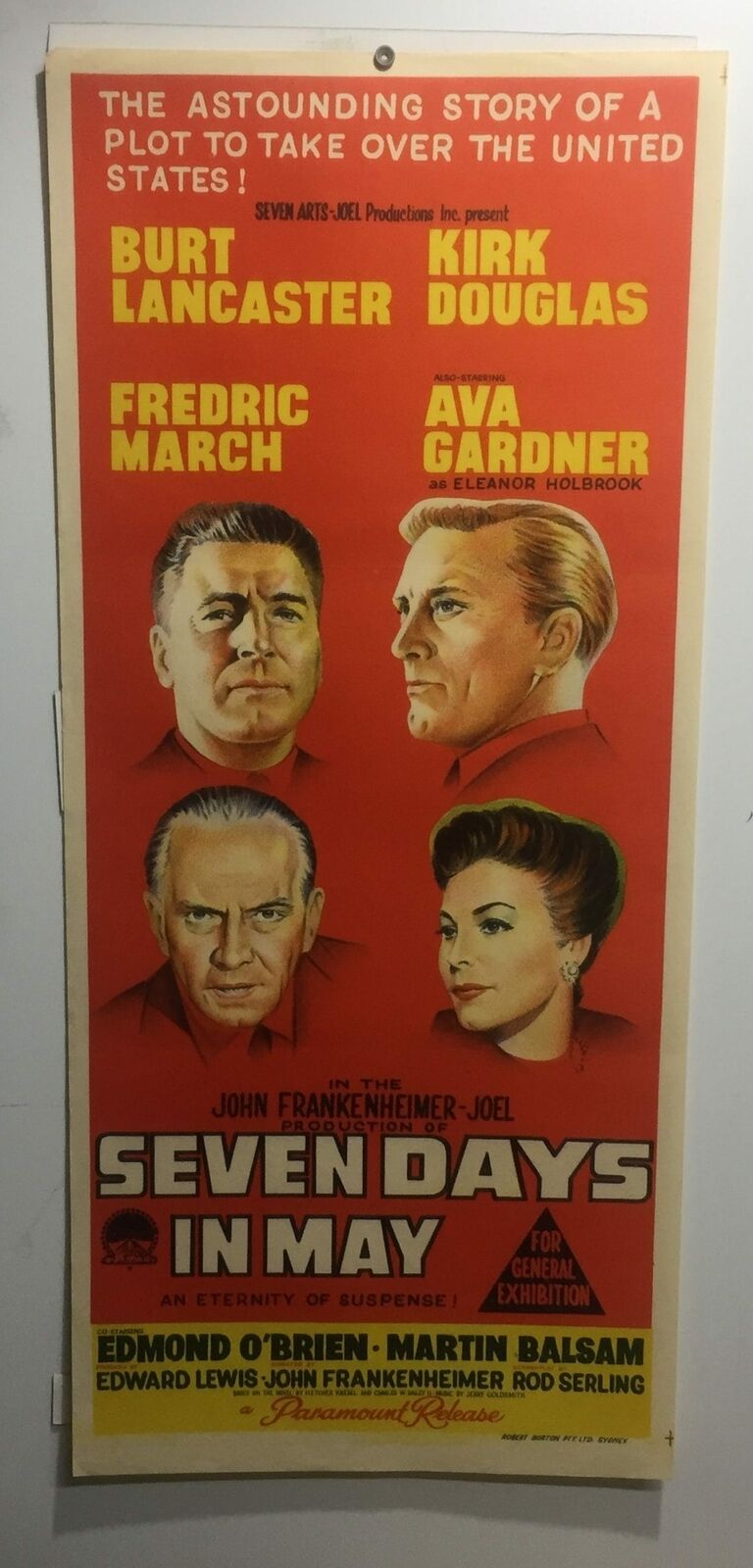 ORIGINAL DAYBILL MOVIE POSTER - SEVEN DAYS IN MAY