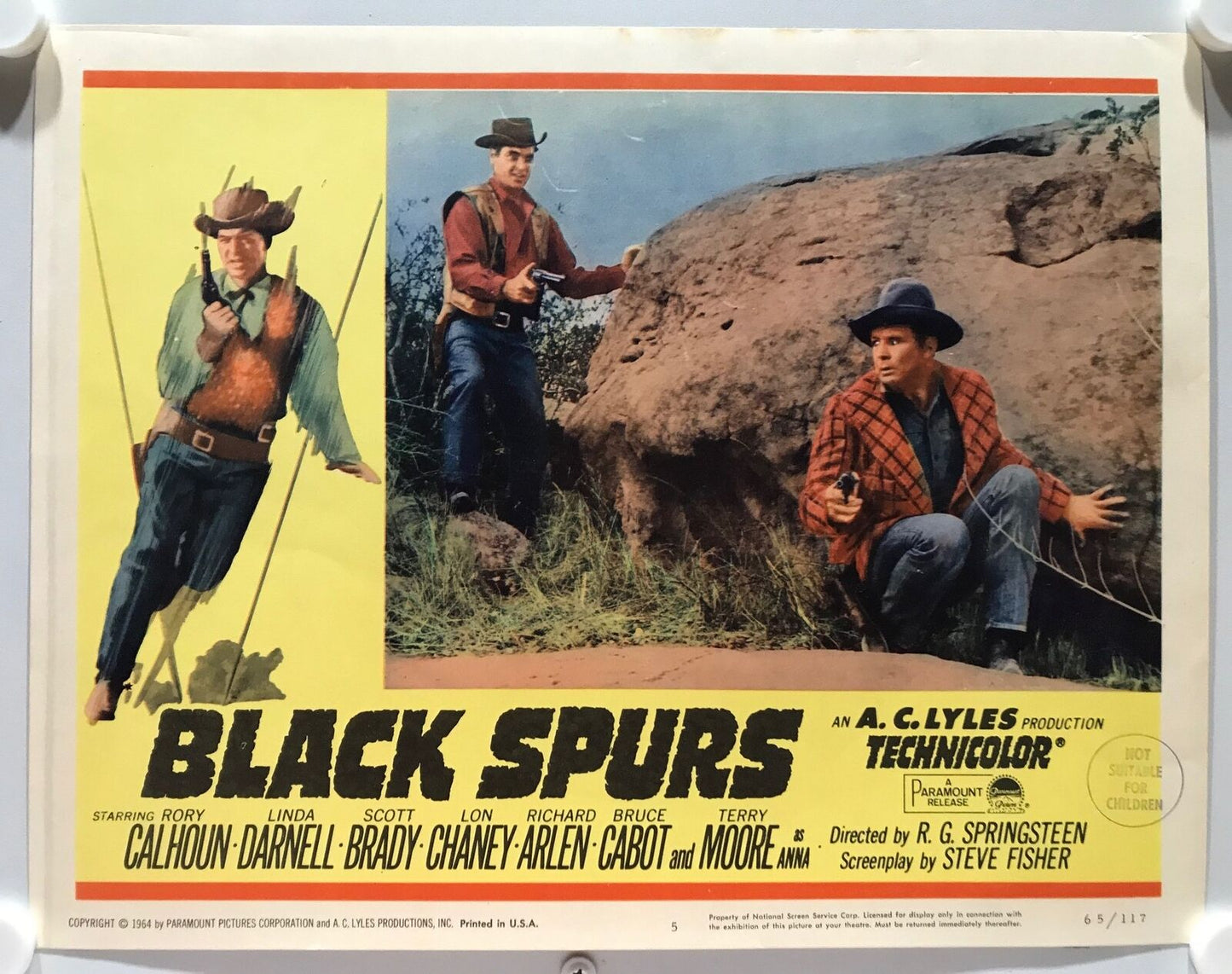 ORIGINAL LOBBY CARDS - BLACK SPURS - 1965 - set of 8