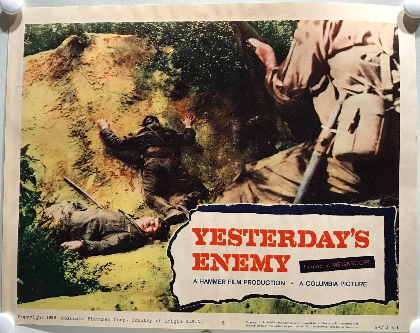 ORIGINAL LOBBY CARDS - YESTERDAY'S ENEMY -1959 - set of 8