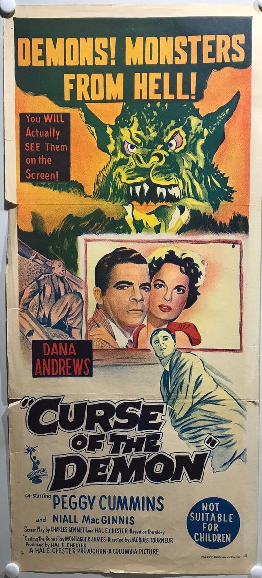 ORIGINAL DAYBILL MOVIE POSTER - CURSE OF THE DEMON - HORROR