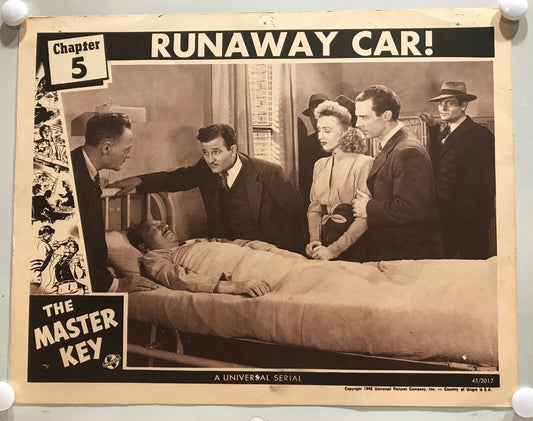 ORIGINAL SERIAL LOBBY CARD - THE MASTER KEY - 1945 - Ch 5 "Runaway Car" -  Mi...