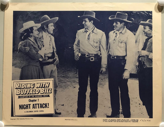 ORIGINAL SERIAL LOBBY CARD - RIDING WITH BUFFALO BILL (c) - 1954 - Ch 7 "Nigh...