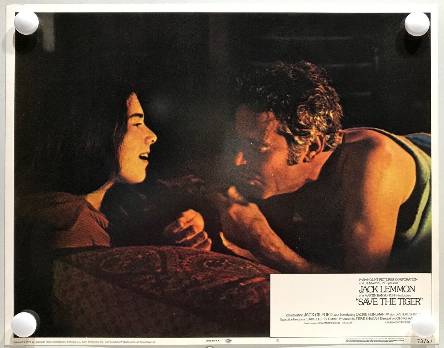 ORIGINAL LOBBY CARDS - SAVE THE TIGER - 1972 - set of 8