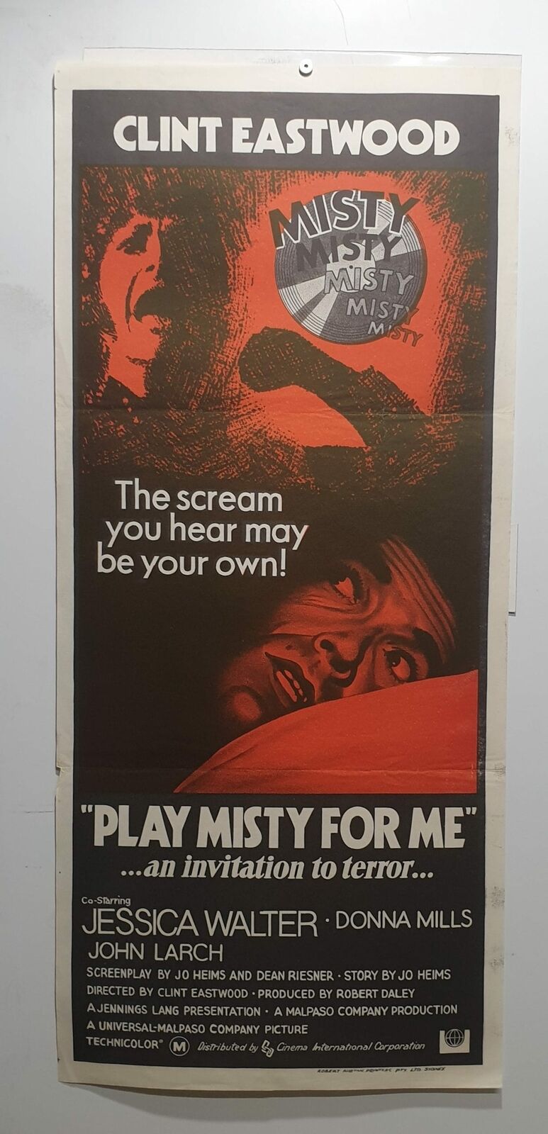 ORIGINAL DAYBILL MOVIE POSTER - PLAY MISTY FOR ME - HORROR