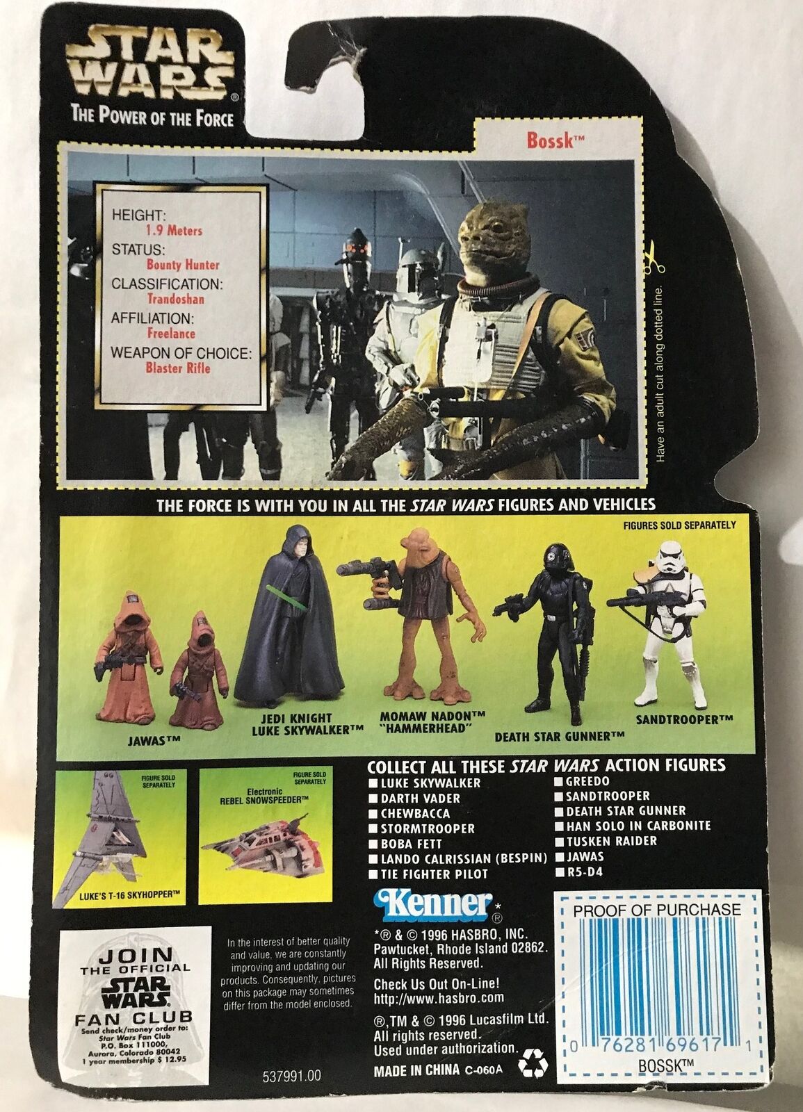 STAR WARS - HASBRO - POTF - BOSSK - with Blaster Rifle, Pistol; Collection: 2