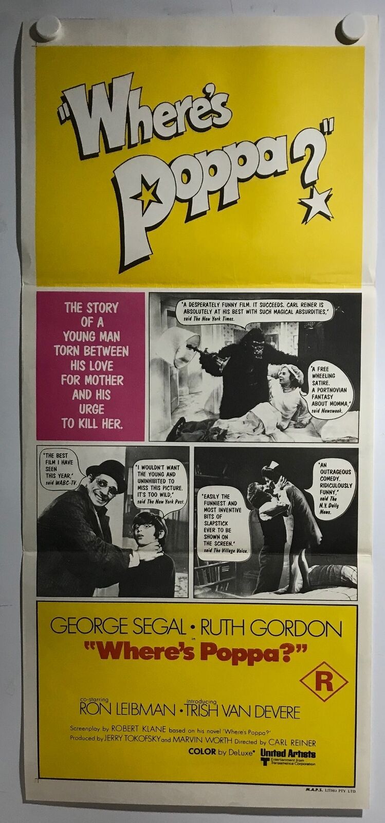 ORIGINAL DAYBILL MOVIE POSTER - WHERE'S POPPA