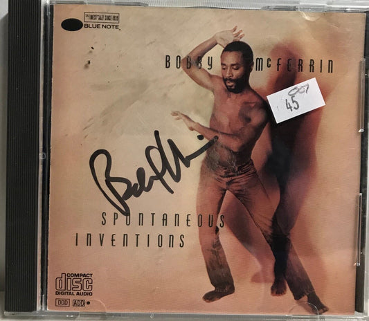 MUSIC CD IN CASE (COVER SIGNED) - BOBBY MCFERRIN - SPONTANEOUS INVENTIONS (#2)