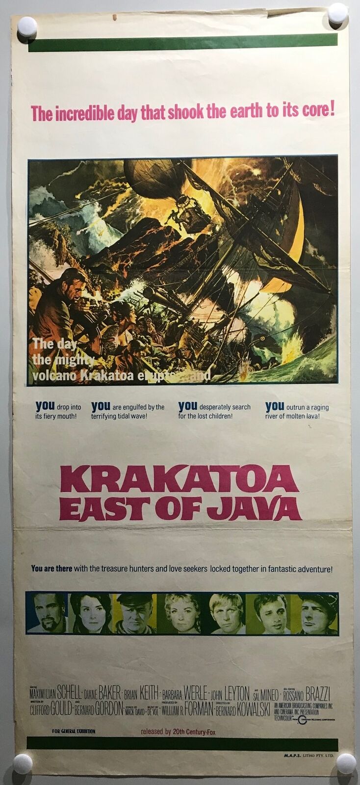 ORIGINAL DAYBILL MOVIE POSTER - KRAKATOA EAST OF JAVA