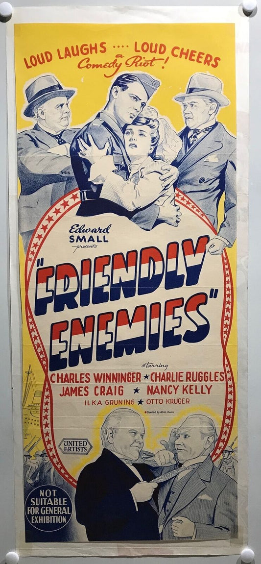 ORIGINAL DAYBILL MOVIE POSTER - FRIENDLY ENEMIES - 1942