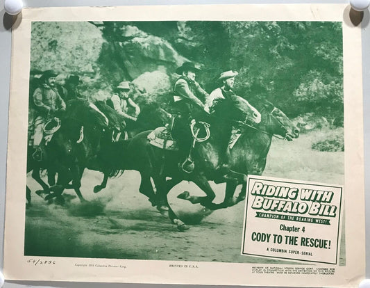 ORIGINAL SERIAL LOBBY CARD - RIDING WITH BUFFALO BILL (c) - 1954 - Ch 4 "Cody...