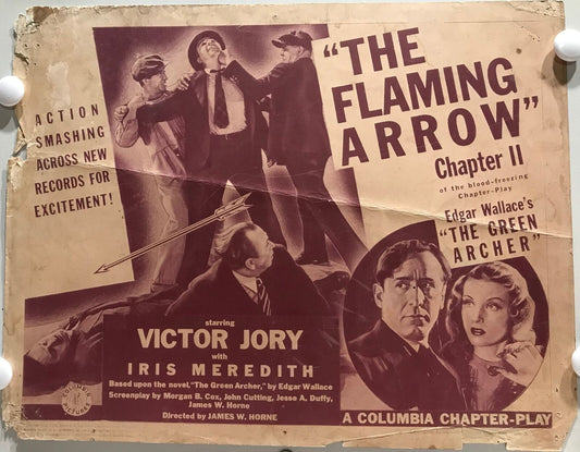 ORIGINAL SERIAL LOBBY CARD - THE GREEN ARCHER - 1940 - Ch 11 "The Flaming Arr...