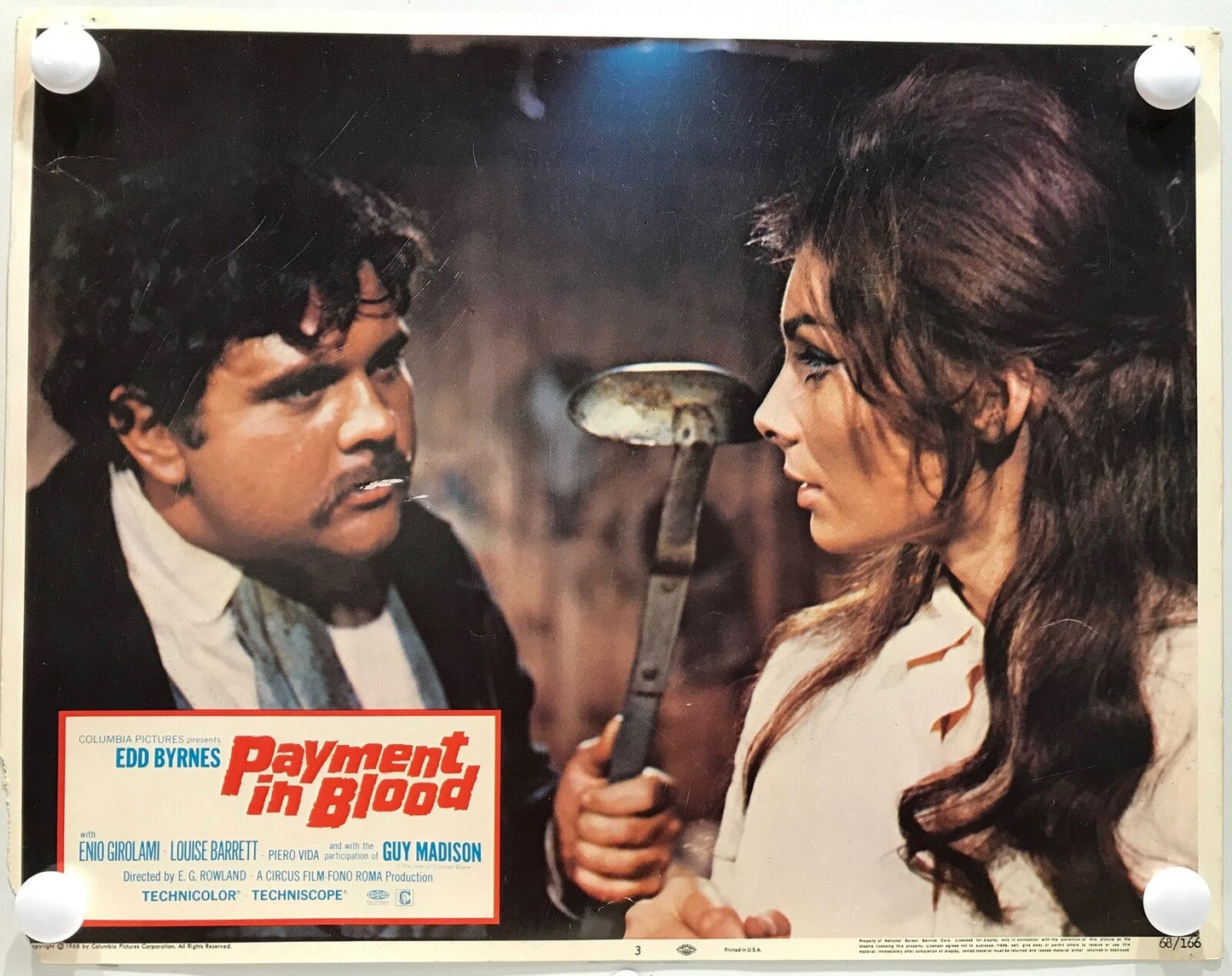 ORIGINAL LOBBY CARDS - PAYMENT IN BLOOD - 1968 - set of 8