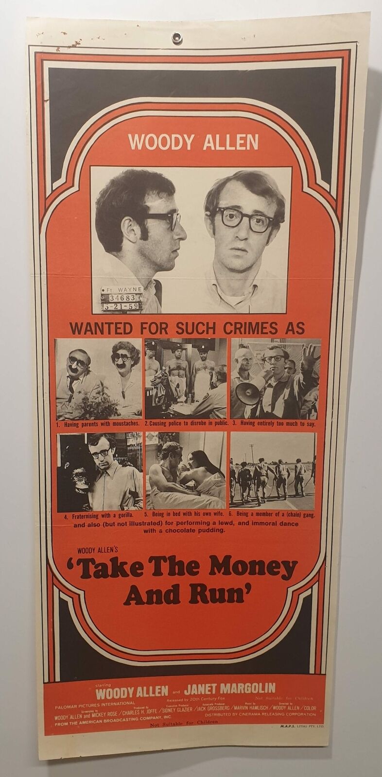 ORIGINAL DAYBILL MOVIE POSTER - TAKE THE MONEY AND RUN