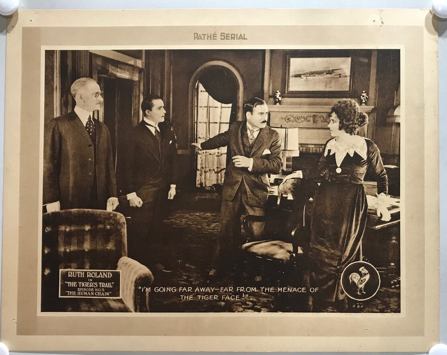 ORIGINAL SERIAL LOBBY CARD - THE TIGER'S TRAIL - 1919 - Ep3 "The Human Chain"