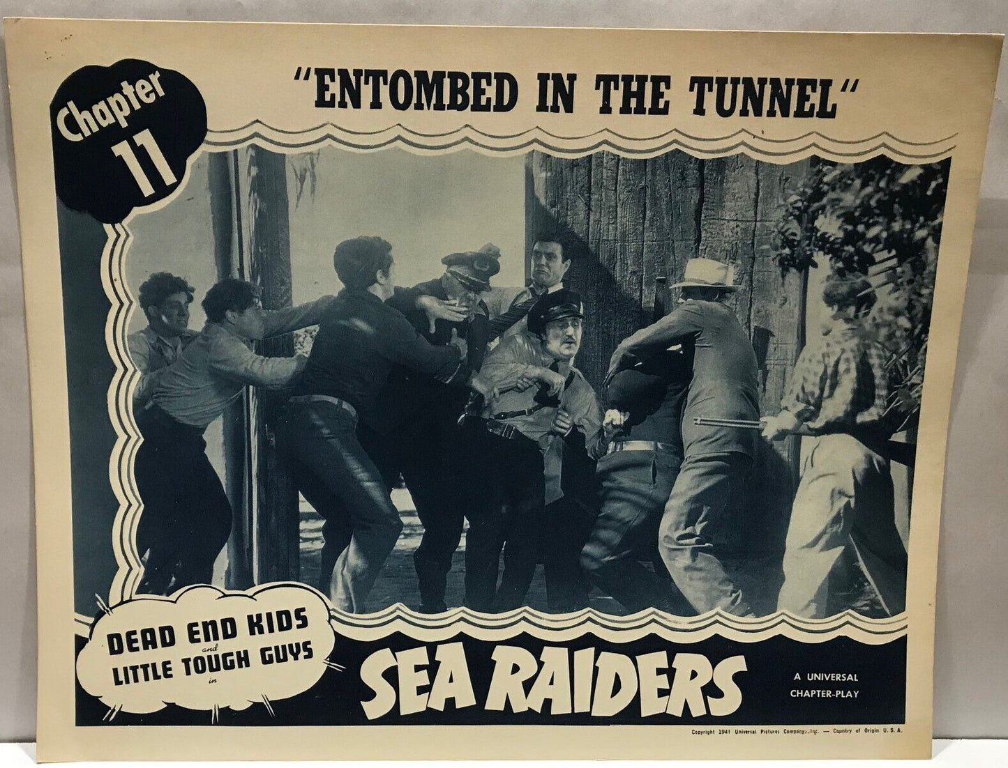 ORIGINAL SERIAL LOBBY CARD - SEA RAIDERS (a) - 1941 - chapter 11 - "Entombed ...