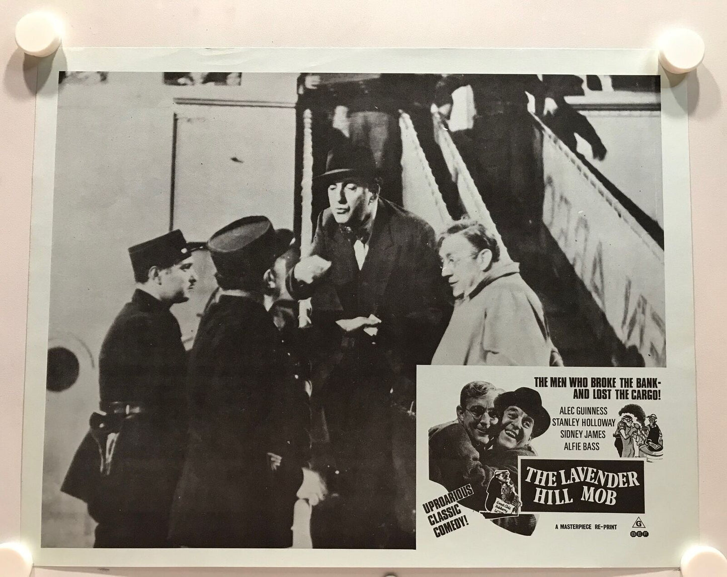 ORIGINAL LOBBY CARDS - THE LAVENDER HILL MOB - 1951 - re-print - set of 8