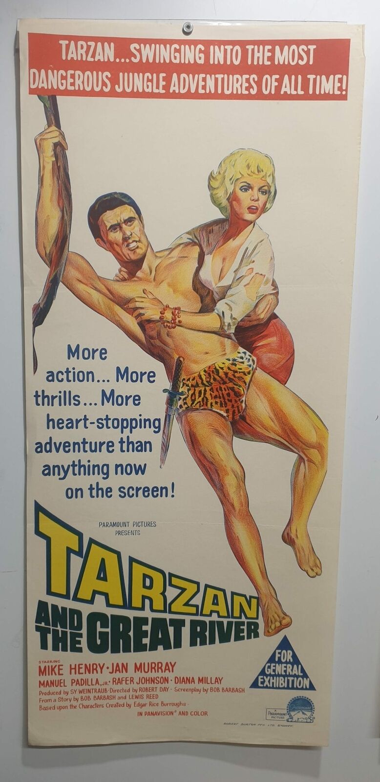 ORIGINAL DAYBILL MOVIE POSTER - TARZAN AND THE GREAT RIVER