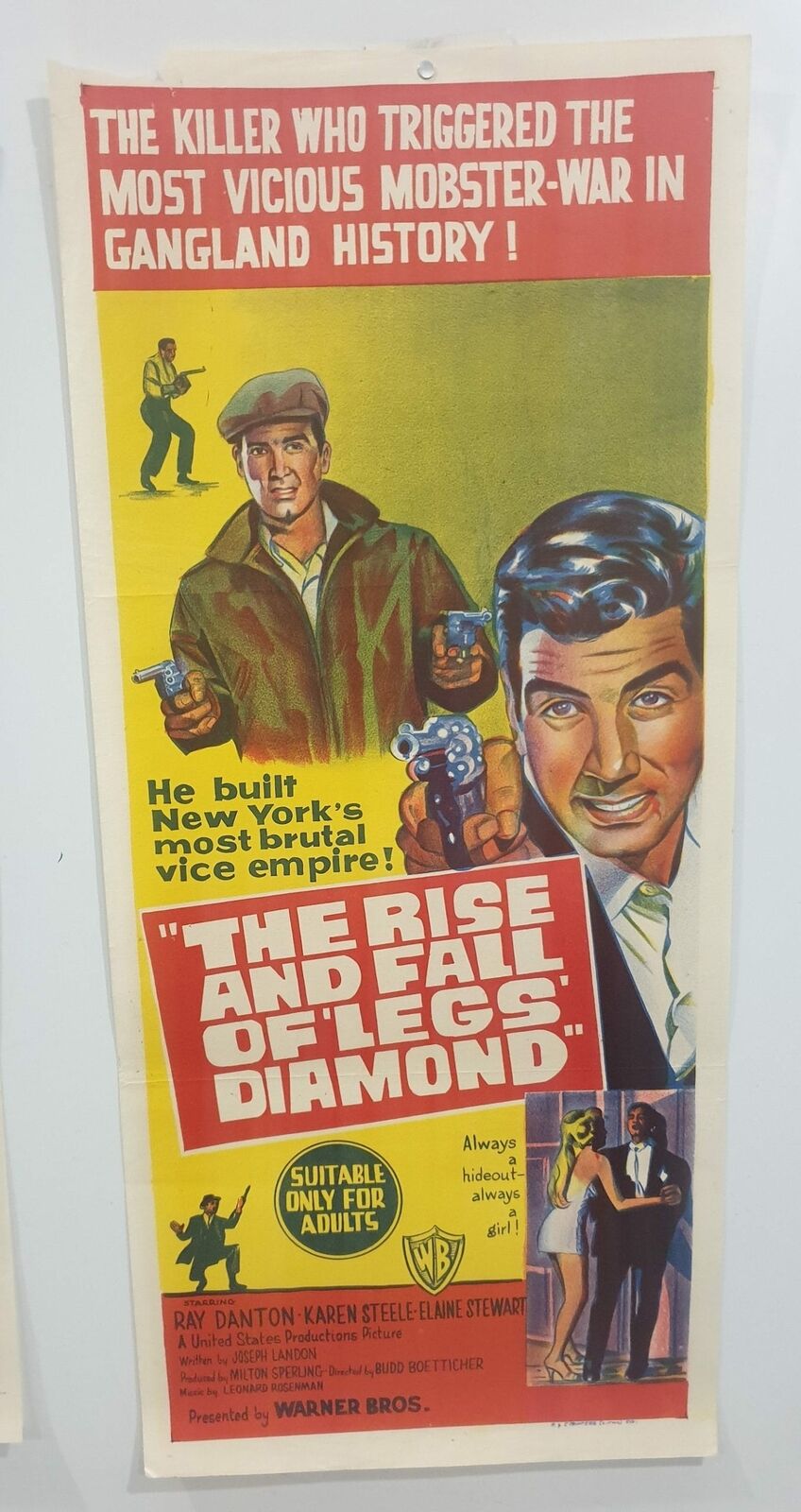 ORIGINAL DAYBILL MOVIE POSTER - THE RISE AND FALL OF LEGS DIAMOND - 1960