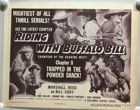 ORIGINAL SERIAL LOBBY CARD - RIDING WITH BUFFALO BILL (a) - 1954 - Ch 8 "Trap...