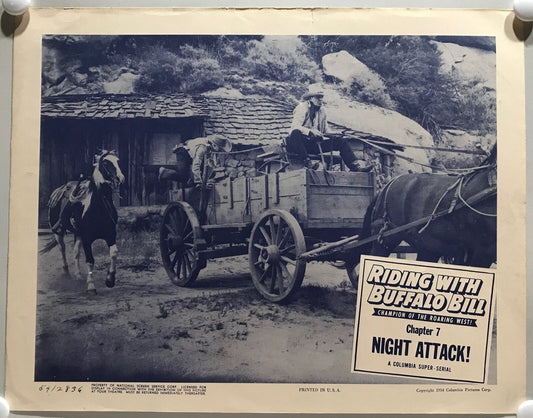 ORIGINAL SERIAL LOBBY CARD - RIDING WITH BUFFALO BILL (b) - 1954 - Ch 7 "Nigh...