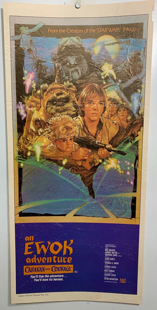 ORIGINAL DAYBILL MOVIE POSTER - AN EWOK ADVENTURE - CARAVAN COURAGE - 1984