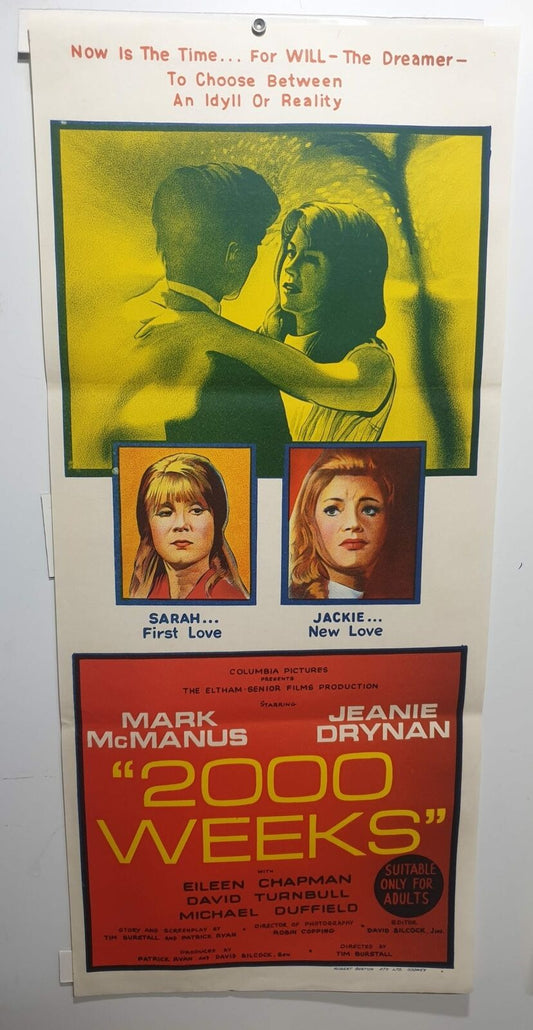 ORIGINAL DAYBILL MOVIE POSTER - TWO THOUSAND (2000) WEEKS - 1969