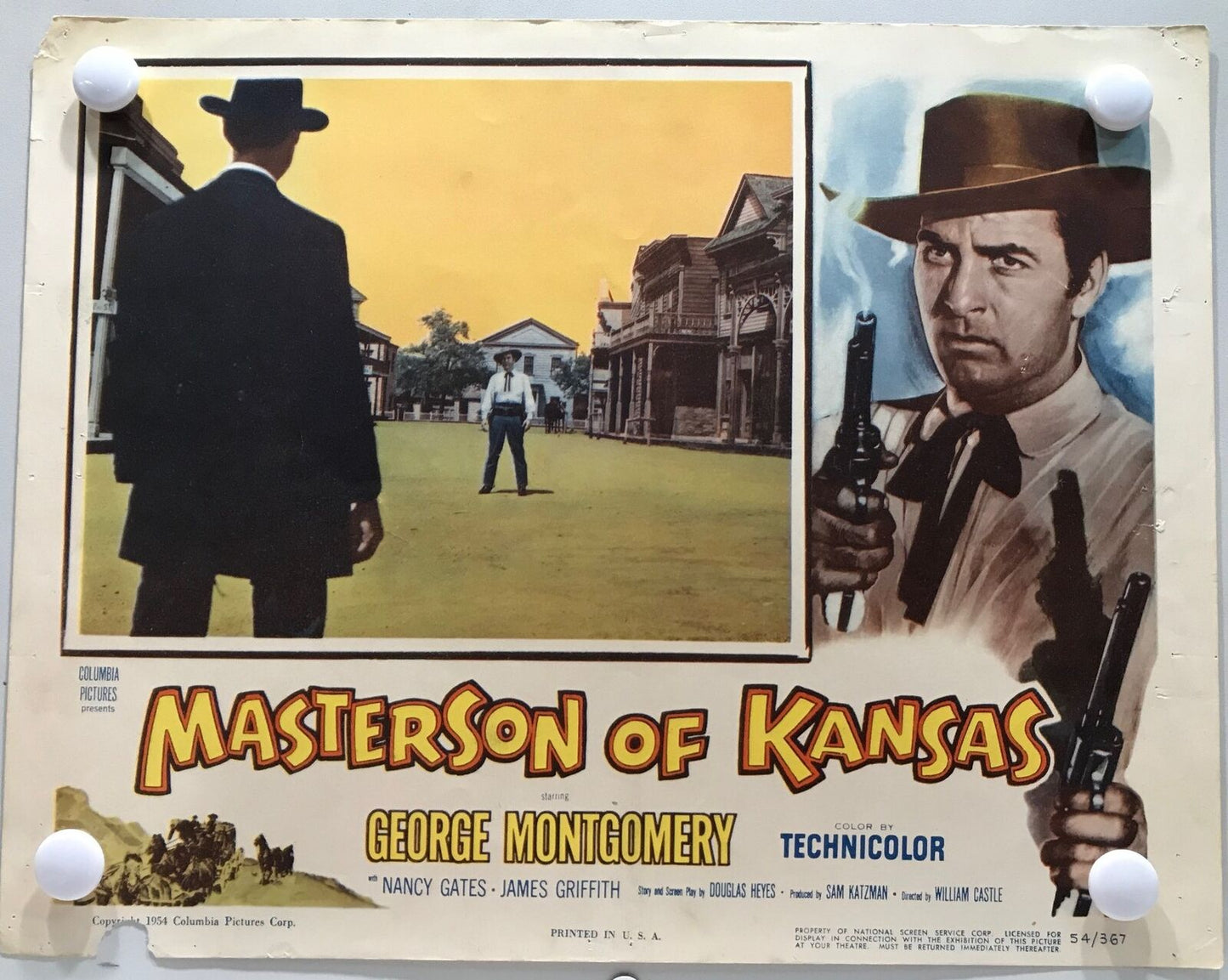 ORIGINAL LOBBY CARDS - MASTERSON OF KANSAS - 1954 - set of 8