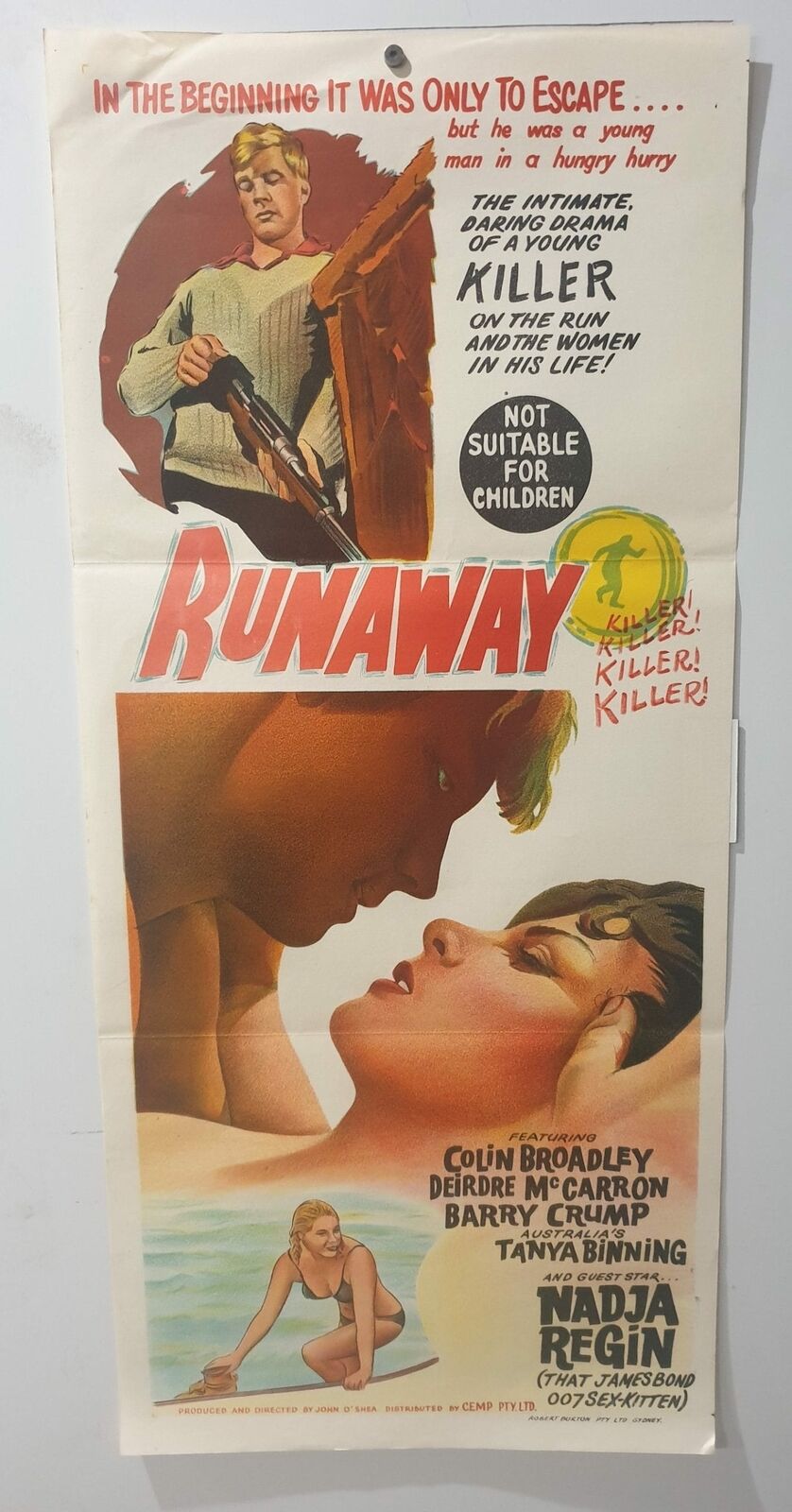 ORIGINAL DAYBILL MOVIE POSTER - RUNAWAY - 1964