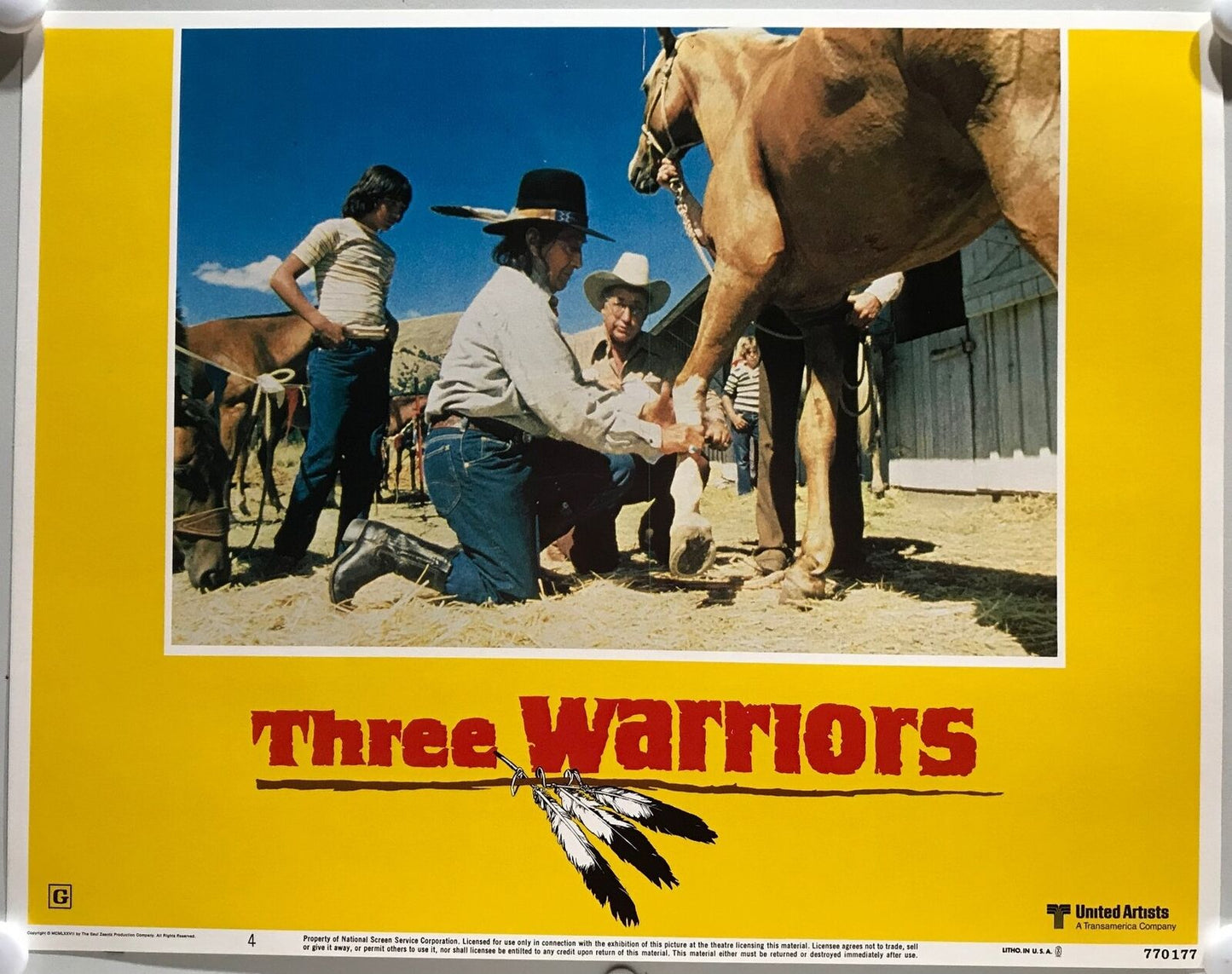 ORIGINAL LOBBY CARDS - THREE WARRIORS -1977 - set of 8