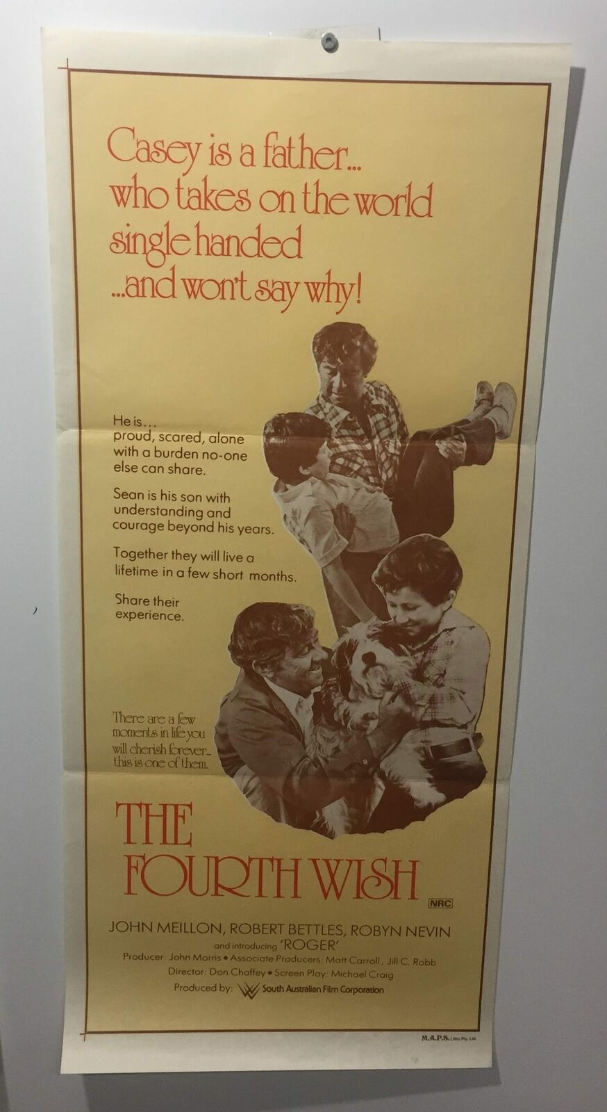 ORIGINAL DAYBILL MOVIE POSTER - THE FOURTH WISH - 1976 - AUSTRALIAN