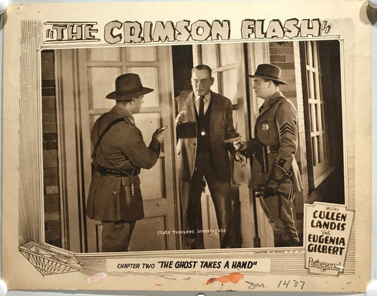 ORIGINAL SERIAL LOBBY CARD - THE CRIMSON FLASH (c) - 1927 - Ch 2 "The Ghost t...