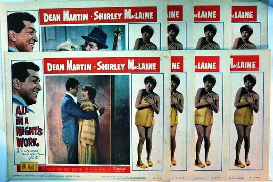 ORIGINAL LOBBY CARDS - ALL IN A NIGHT'S WORK - 1961 - set of 8