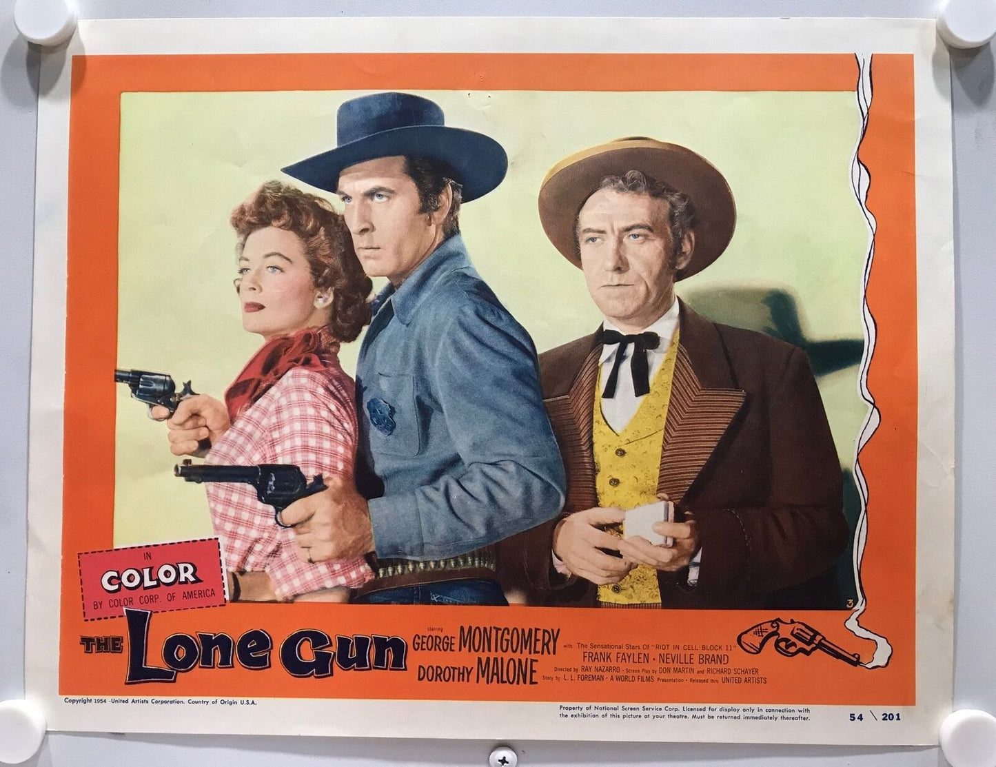 ORIGINAL LOBBY CARDS - THE LONE GUN - 1954 - set of 8