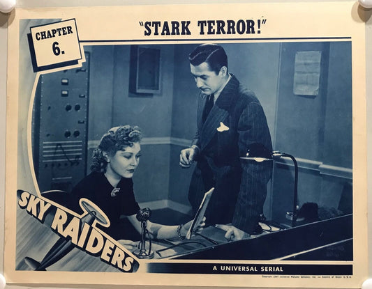 ORIGINAL SERIAL LOBBY CARD - SKY RAIDERS (a) - 1941 - Ch 6 "Stark Terror" -  ...