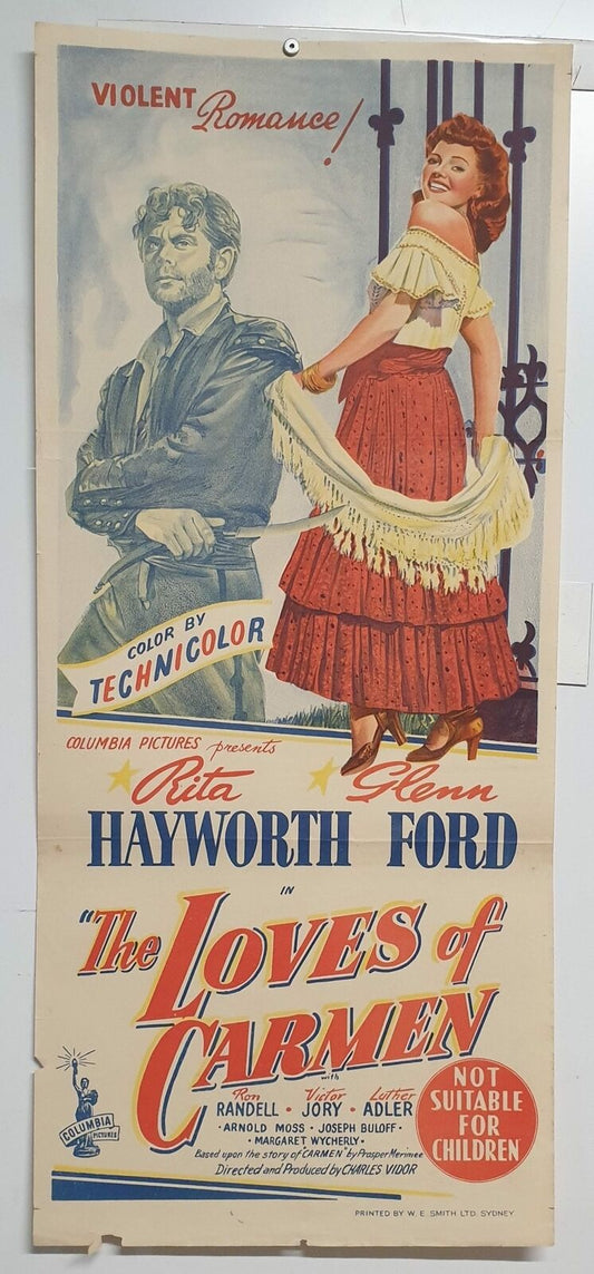 ORIGINAL DAYBILL MOVIE POSTER - THE LOVES OF CARMEN - 1948