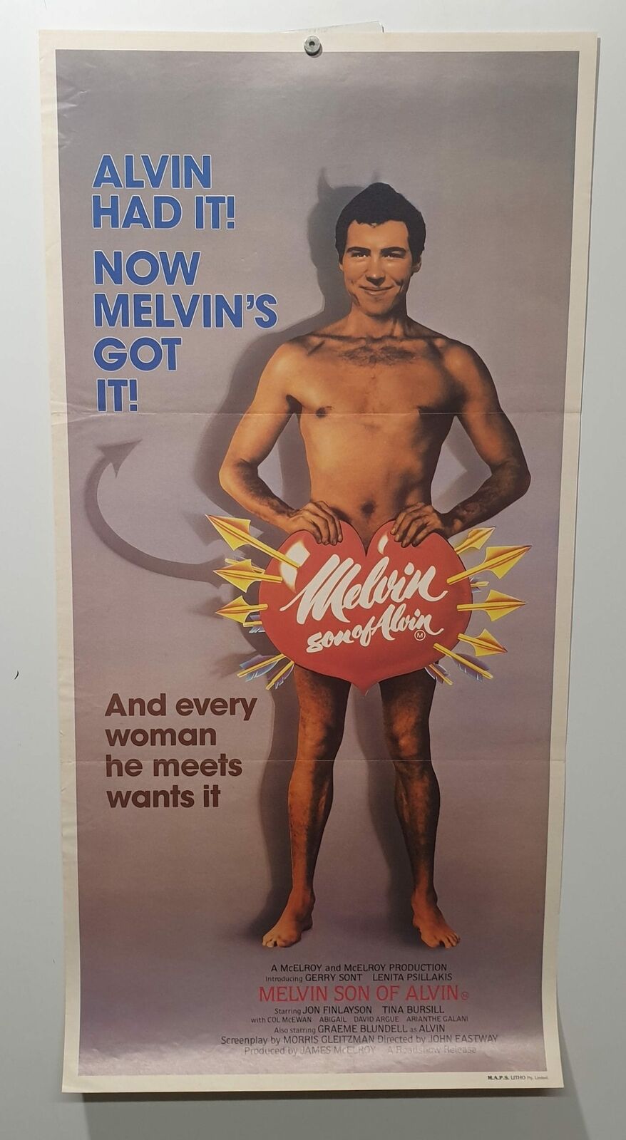 ORIGINAL DAYBILL MOVIE POSTER - MELVIN SON OF ALVIN - AUSTRALIAN