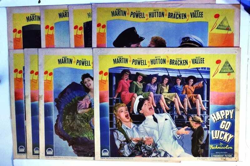 ORIGINAL LOBBY CARDS - HAPPY GO LUCKY - 1943 - set of 8
