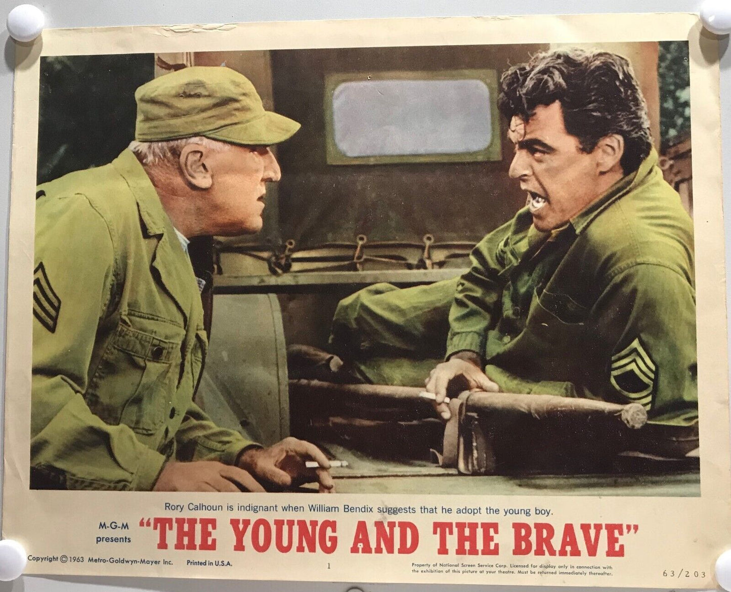 ORIGINAL LOBBY CARDS - THE YOUNG AND THE BRAVE - 1963 - set of 8