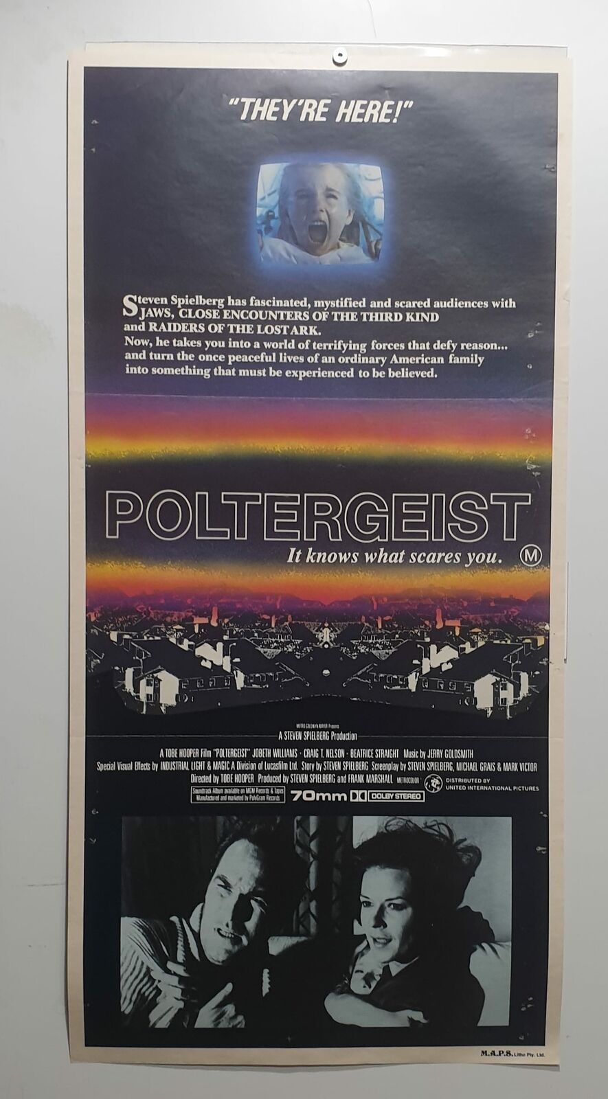 ORIGINAL DAYBILL MOVIE POSTER - POLTERGEIST - HORROR