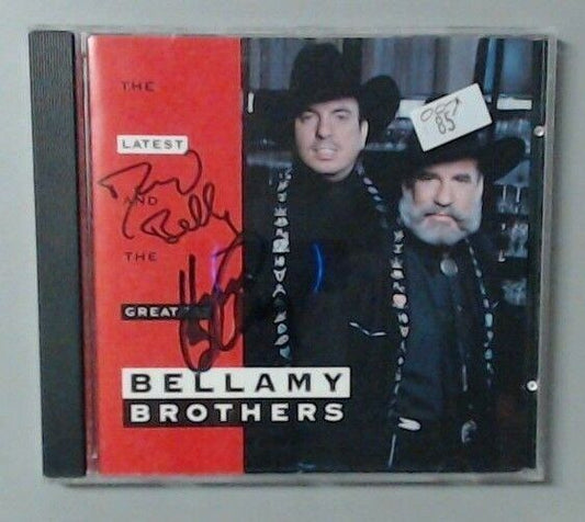 MUSIC CD IN CASE (COVER SIGNED) - BELLAMY BROTHERS - THE LATEST AND THE GREATEST