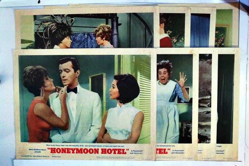 ORIGINAL LOBBY CARDS - HONEYMOON HOTEL - 1964 - set of 8