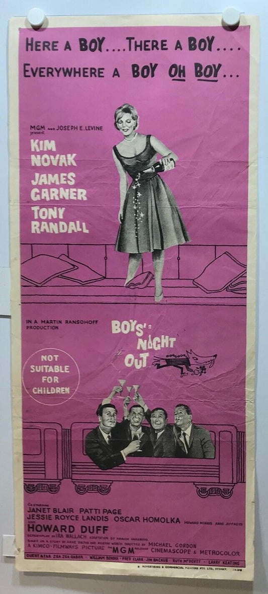 ORIGINAL DAYBILL MOVIE POSTER - BOY'S NIGHT OUT - 1962