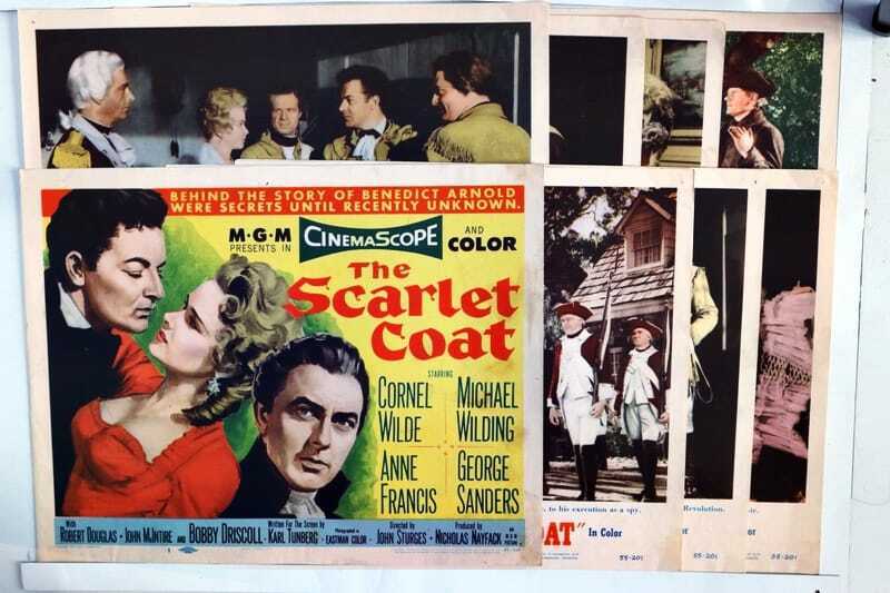 ORIGINAL LOBBY CARDS - THE SCARLET COAT - 1955 - set of 8