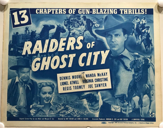 ORIGINAL SERIAL LOBBY CARD - RAIDERS OF GHOST CITY - 1944 - Title Card -  Den...