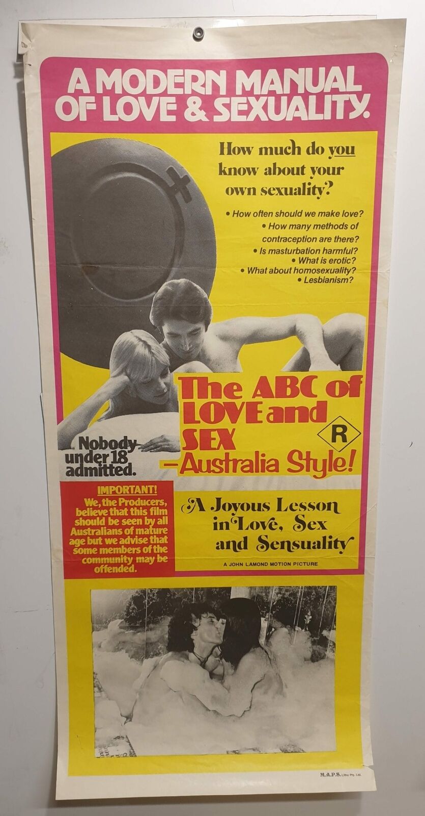 ORIGINAL DAYBILL MOVIE POSTER - ADULT - AUSTRALIAN - THE ABC OF LOVE AND SEX