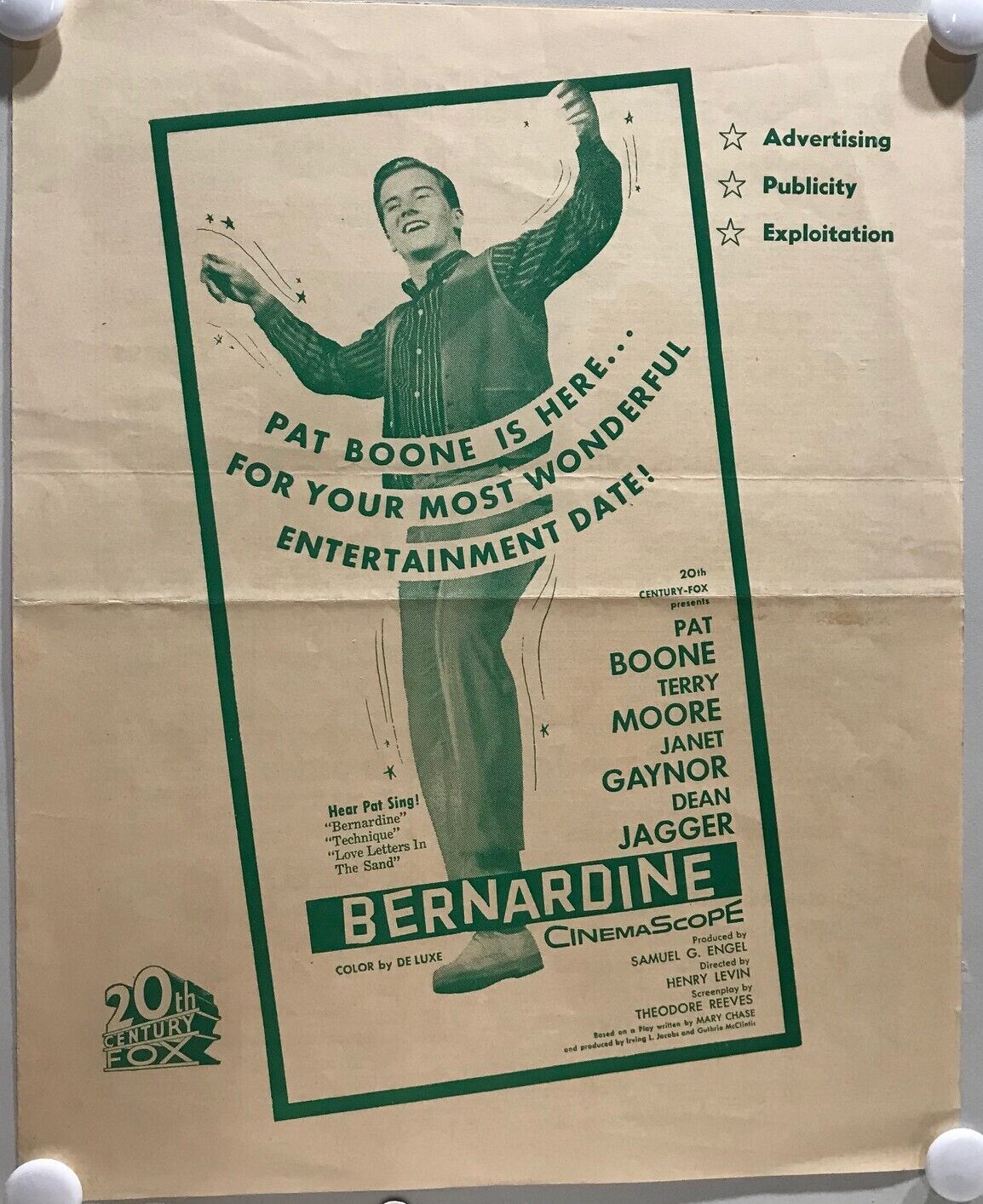 ORIGINAL MOVIE PUBLICITY BROCHURE - BERNARDINE - 1957