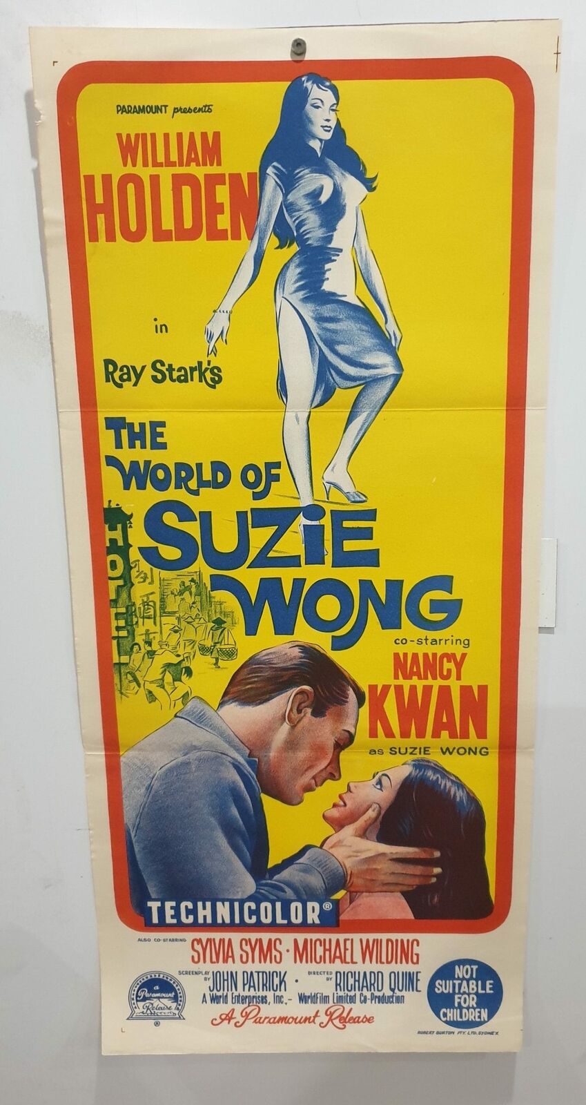 ORIGINAL DAYBILL MOVIE POSTER - THE WORLD OF SUZIE WONG - 1960