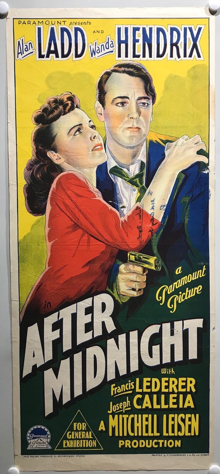 ORIGINAL DAYBILL MOVIE POSTER - AFTER MIDNIGHT - 1950 - Richardson Studios