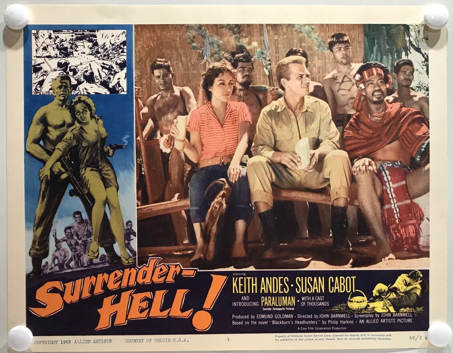 ORIGINAL LOBBY CARDS - SURRENDER - HELL! (b) - 1959 - set of 8